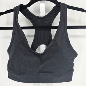 Bally Total Fitness Womens Sz L Medium Impact Sports Bra Black Racerback